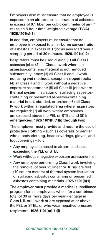 Page 13: Employers also must ensure that no employee is exposed to an airborne concentration of…