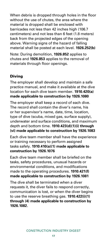 Page 19: When debris is dropped through holes in the floor without the use of chutes, the area…