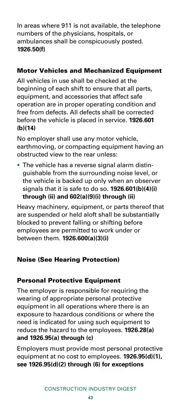 Page 45: In areas where 911 is not available, the telephone numbers of the physicians, hospitals…