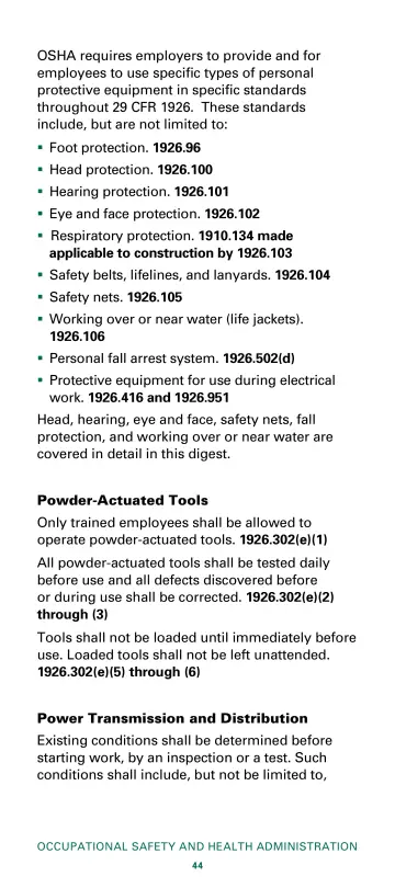 Page 46: OSHA requires employers to provide and for employees to use specific types of personal…