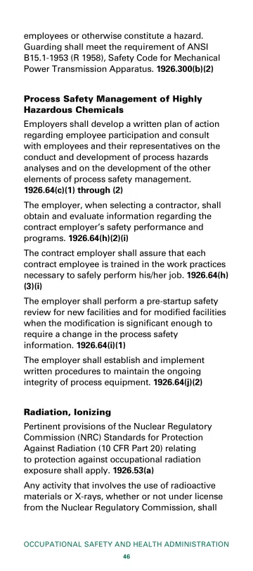 Page 48: employees or otherwise constitute a hazard. Guarding shall meet the requirement of ANSI…