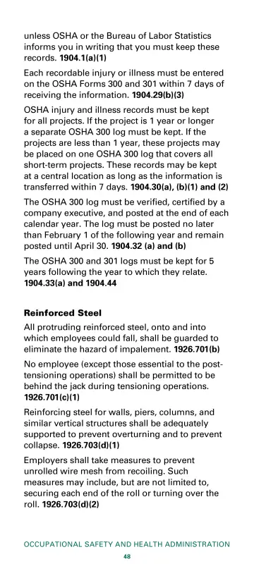 Page 50: unless OSHA or the Bureau of Labor Statistics informs you in writing that you must keep…