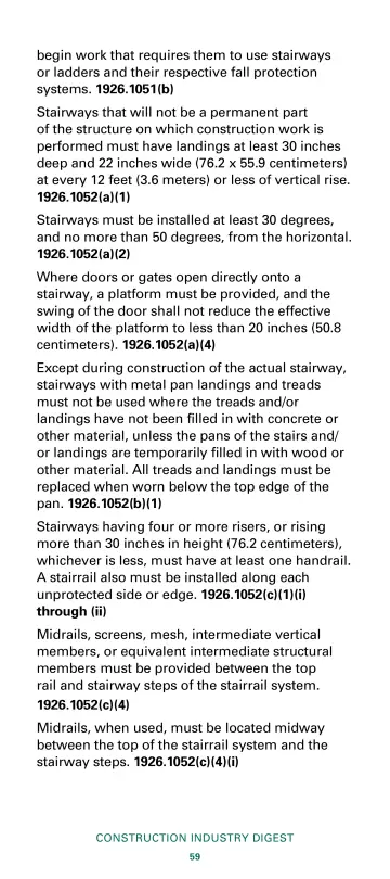 Page 61: begin work that requires them to use stairways or ladders and their respective fall…