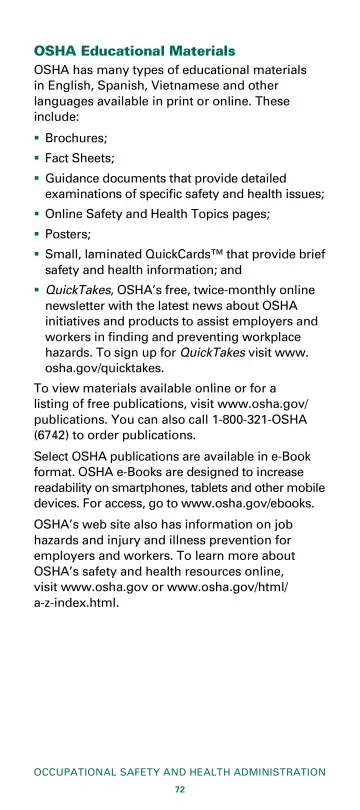 Page 74: OSHA Educational Materials
