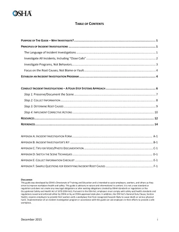 Page 2: TABLE OF CONTENTS