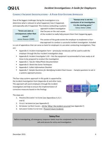 Page 8: CONDUCT INCIDENT INVESTIGATIONS – A FOUR ‐STEP SYSTEMS APPROACH