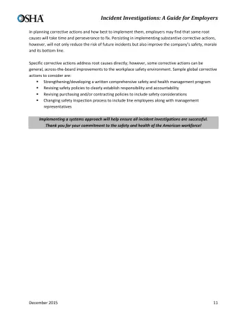 Page 13: In planning corrective actions and how best to implement them, employers may find that…
