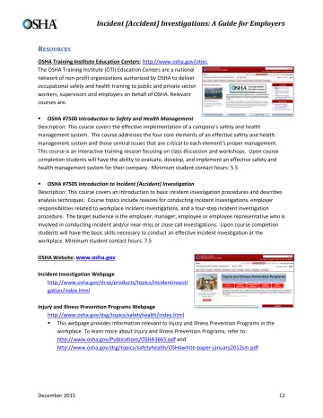 Page 14: Incident [Accident] Investigations: A Guide for Employers