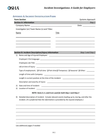 Page 17: A PPENDIX A: I NCIDENT I NVESTIGATION F ORM