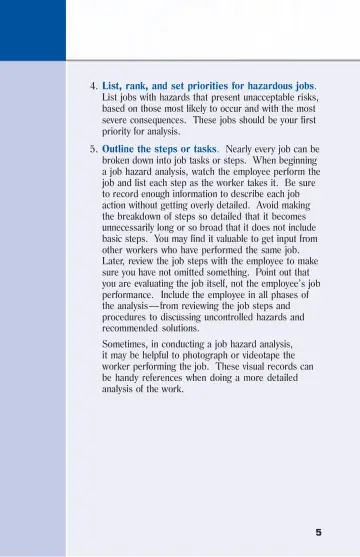Page 11: 4. List, rank, and set priorities for hazardous jobs. List jobs with hazards that present…
