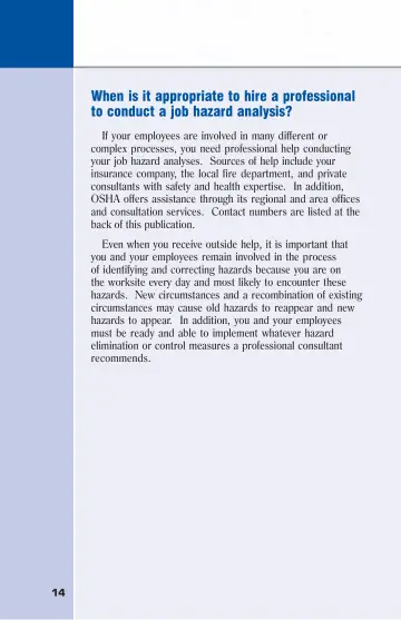 Page 20: When is it appropriate to hire a professional to conduct a job hazard analysis?