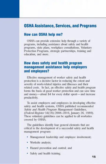 Page 21: OSHA Assistance, Services, and Programs