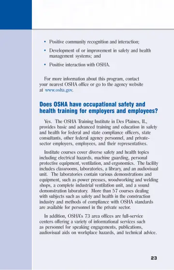 Page 29: Does OSHA have occupational safety and health training for employers and employees?