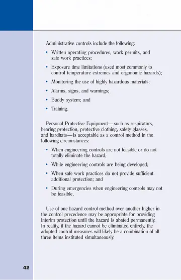 Page 46: Administrative controls include the following: