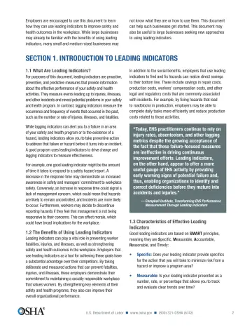 Page 3: SECTION 1. INTRODUCTION TO LEADING INDICATORS