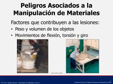Slide 5: Peligros Asociados a la Manipulación de Materiales