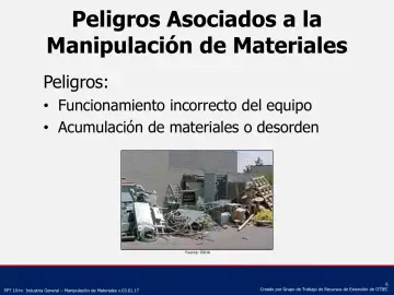 Slide 6: Peligros Asociados a la Manipulación de Materiales