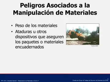 Slide 8: Peligros Asociados a la Manipulación de Materiales