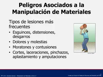 Slide 11: Peligros Asociados a la Manipulación de Materiales