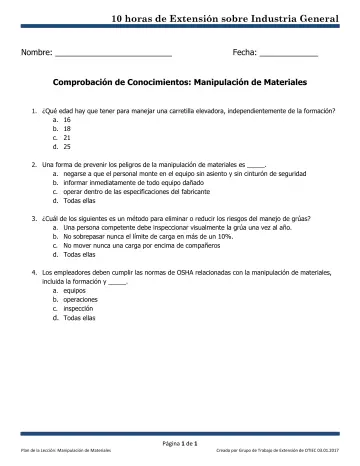 Page 1: 10 horas de Extensión sobre Industria General