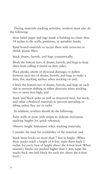 Page 10: During materials stacking activities, workers must also do the following: