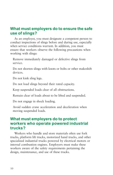 Page 14: What must employers do to ensure the safe use of slings?