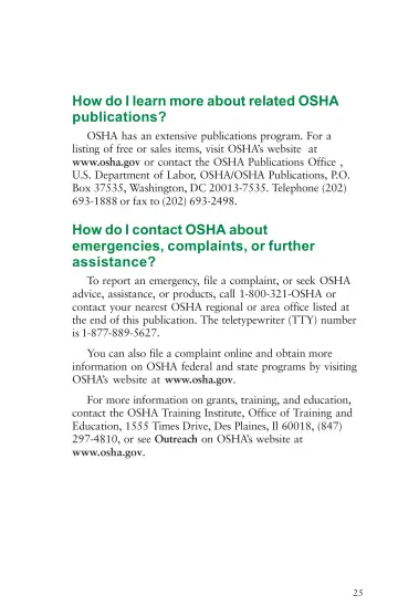 Page 29: How do I learn more about related OSHA publications?
