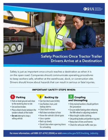Page 1: Safety Practices Once Tractor Trailer Drivers Arrive at a Destination