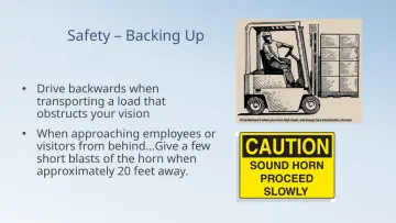 Slide 33: Safety – Backing Up