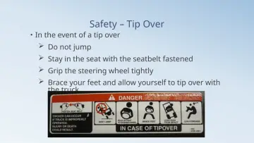 Slide 40: Safety – Tip Over