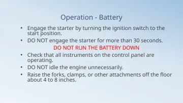 Slide 70: Operation - Battery