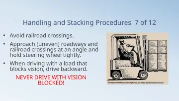 Slide 77: Handling and Stacking Procedures 7 of 12
