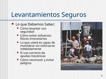 Slide 6: Levantamientos Seguros
