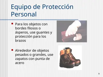 Slide 9: Equipo de Protección Personal