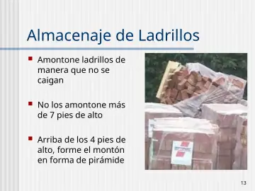Slide 13: Almacenaje de Ladrillos