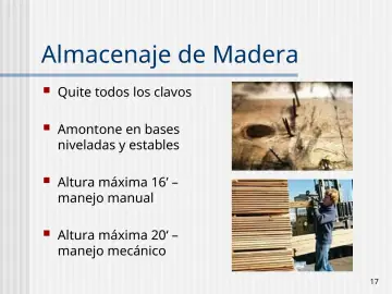 Slide 17: Almacenaje de Madera