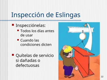 Slide 22: Inspección de Eslingas