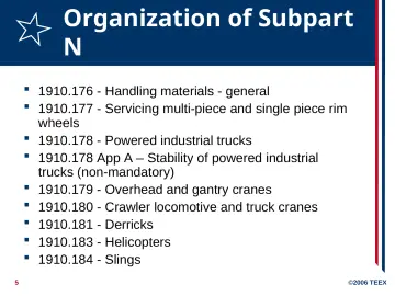 Slide 5: Organization of Subpart N