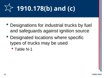 Slide 12: 1910.178(b) and (c)