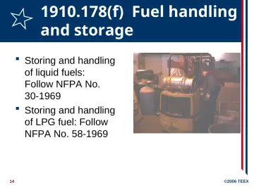 Slide 14: 1910.178(f) Fuel handling and storage
