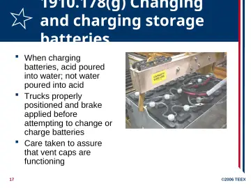 Slide 17: 1910.178(g) Changing and charging storage batteries