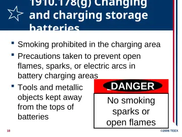 Slide 18: 1910.178(g) Changing and charging storage batteries