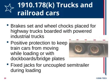 Slide 20: 1910.178(k) Trucks and railroad cars