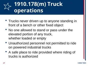 Slide 27: 1910.178(m) Truck operations