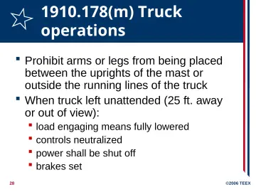 Slide 28: 1910.178(m) Truck operations