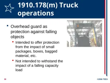 Slide 30: 1910.178(m) Truck operations