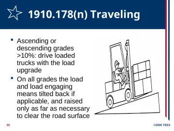 Slide 33: 1910.178(n) Traveling