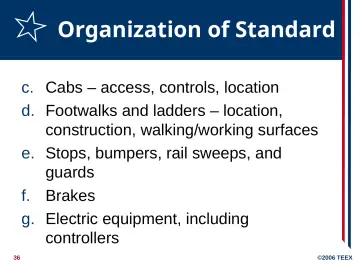 Slide 36: Organization of Standard
