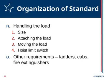 Slide 38: Organization of Standard