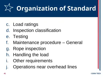 Slide 41: Organization of Standard